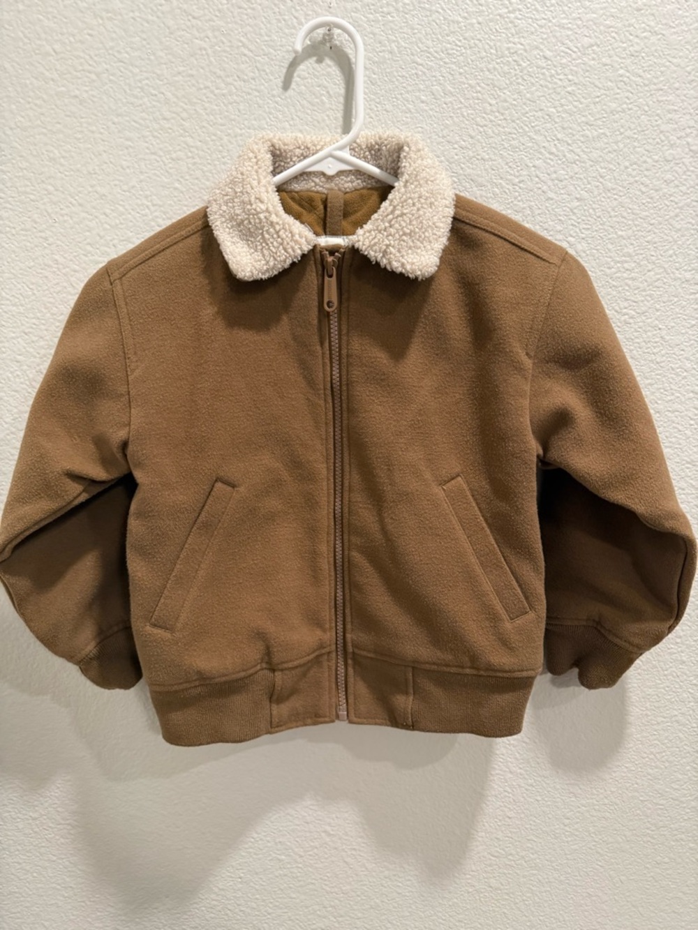 Abercrombie & Fitch Brown Puffer Jacket with Cream Sherpa Collar - Kids